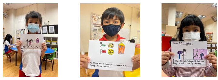 Childrens work showing their understanding of healthy habits.png
